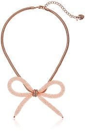 Betsey Johnson Confetti quot  Faceted Stone Filled Mesh Bow Necklace at Amazon