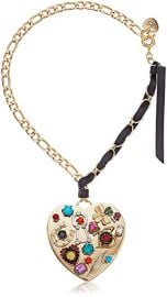 Betsey Johnson Mixed Multi-Charm Heart Pendant Necklace at Amazon