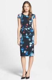 Betsey Johnson Print Stretch Midi Dress at Nordstrom