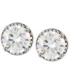 Betsey Johnson Silver-Tone Crystal Round Stud Earrings at Macys