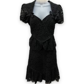 Betsey Johnson Skirts Vintage Betsey Johnson Two Piece Set Jacket Skirt Black Lace Ruffle Size 68 Poshmark at Poshmark