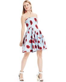 Betsey Johnson Strapless Floral-Print Dress at Macys