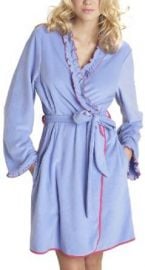 Betsey Johnson Womenand39s Microfleece Robe Blue Dahlia Large  Amazoncom at Amazon