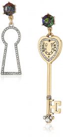 Betsey Johnson Womens Lock  amp  Key Non-Matching Drop Earrings at Amazon