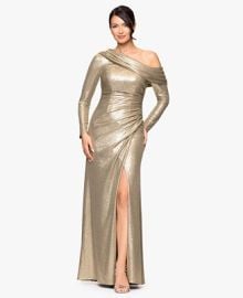 Betsy amp Adam Women39s Long Ruched Off-the-Shoulder Gown - Macy39s at Macys