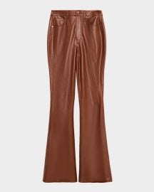 Beverly High-Rise Skinny Flare Vegan Leather Jeans at Neiman Marcus