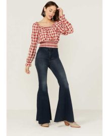 Beyond The Radar Womens Gingham Tie Back Smocked Blouse Boot Barn at Boot Barn