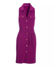 Beyond Travel Collared Button Short Dress - Acai Berry vert Boston Proper at Boston Proper