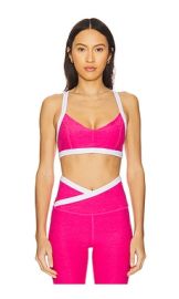 Beyond Yoga Spacedye Outlines Bra In Vivid Pink Heather Cloud White at Revolve