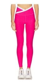 Beyond Yoga Spacedye Outlines High Waisted Midi Legging In Vivid Pink Heather Cloud White at Revolve