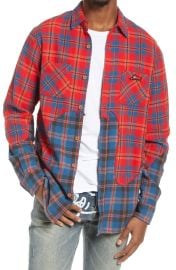 Big Melt Colorblock Plaid Flannel Button-Up Shirt at Nordstrom