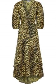 Bijou layered leopard-print cotton-poplin midi wrap dress at The Outnet