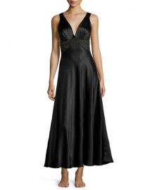 Bijoux Lace-Inset Silk Gown by Christine Lingerie at Neiman Marcus