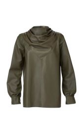 Bilbi Draped Leather Cowl-Neck Top at Moda Operandi