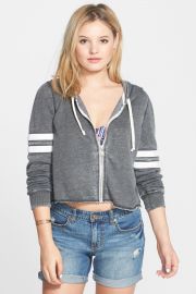 Billabong and39Let It Slideand39 French Terry Crop Hoodie in Grey at Nordstrom