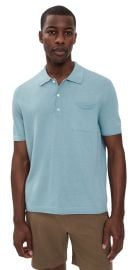 Billy Reid Cotton Linen Sweater Polo Sky Blue S at Shopbop