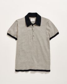 Billy Reid Tinted WhiteBlack Stripe Sweater Polo - Tinted WhiteBlack Verishop at Verishop