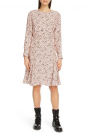 Bird Print Long Sleeve Silk Crepe Minidress by Chloe at Nordstrom