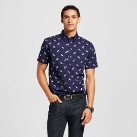 Bird Print Short Sleeve Poplin Button Down Popover Shirt at Target