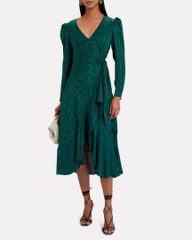 Birdie Moiré Midi Wrap Dress by Intermix at Intermix