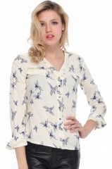 Birds pattern shirt at Romwe