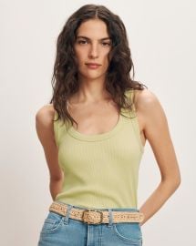 Birke Scoopneck Tank Top in Pistachio at Veronica Beard