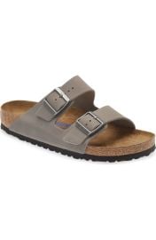 Birkenstock Arizona Slide in Iron Oiled Leather at Nordstrom