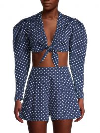 Bisou Polka-Dot Cropped Top at Saks Off 5th