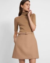 Bistretch Wool Twill Combo Dress at Theory