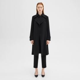 Black Admiral Crepe Oaklane Trench Coat at Theory