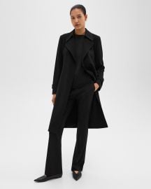 Black Admiral Crepe Oaklane Trench Coat at Theory