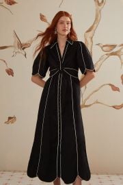 Black And White Short Sleeve Midi Dress FARM Rio at FARM Rio