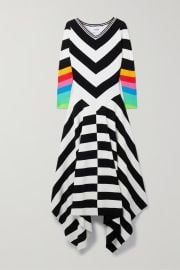 Black Asymmetric striped stretch-knit maxi dress CHRISTOPHER JOHN ROGERS NET-A-PORTER at Net a Porter