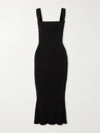 Black Atalanta pleated stretch-knit midi dress GALVAN NET-A-PORTER at Net a Porter