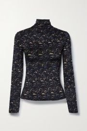 Black Aurelia printed stretch-jersey turtleneck top ULLA JOHNSON NET-A-PORTER at Net a Porter