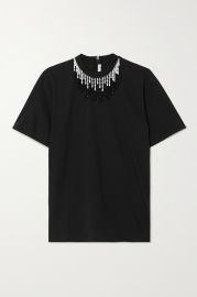 Black Bead-embellished cotton-jersey T-shirt  CHRISTOPHER KANE  NET-A-PORTER at Net a Porter