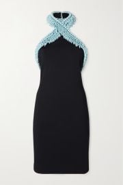 Black Bead-embellished jersey halterneck mini dress BOTTEGA VENETA NET-A-PORTER at Net a Porter