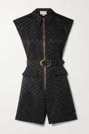 Black Belted cotton-blend jacquard playsuit GUCCI NET-A-PORTER at Net a Porter