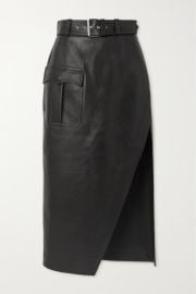 Black Belted leather midi skirt ALEXANDER MCQUEEN NET-A-PORTER at Net a Porter