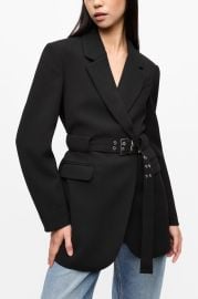 Black Bonded Crepe Blazer GANNI US at Ganni