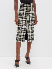 Black Boucl tweed slit-hem pencil skirt Alexander McQueen FASHION US at Matches