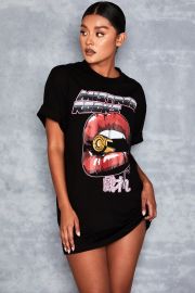 Black Bullet Print Graphic Tee Shirt at Mistress Rocks