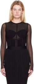 Black Bustier Bodysuit by Herve Leger on Sale at Ssense