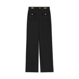 Black CELINE PANTS WITH WOOL AND MOHAIR GOURMETTES 2P76A523K38NO LOZURI at Lozuri