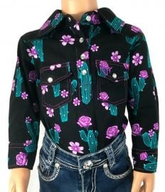 Black Cactus Button Up Shirt by Bunkhouse Western at Bunkhouse