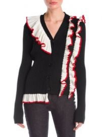 Black Cardigan with Contrasting Ruffle by MSGM at Saks Fifth Avenue