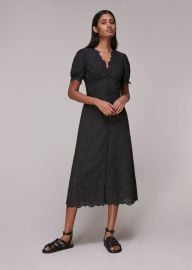 Black Carolyn Broderie Dress WHISTLES at Whistles