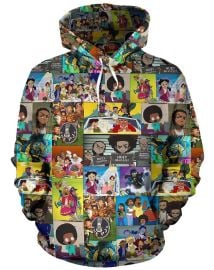 Black Cartoon Collage Hoodie Melanin Apparel at Melanin Apparel