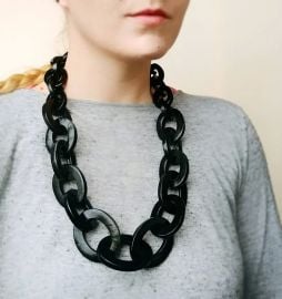 Black Chain Necklace, Oversized Chunky Statement Necklace at Etsy