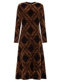 Black Check-jacquard velvet midi dress  Saint Laurent  FASHION AU at Matches